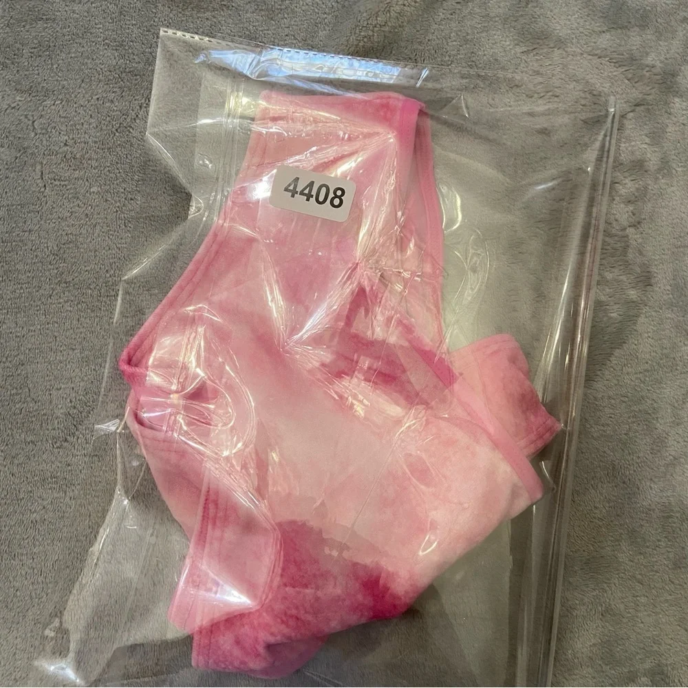 NEW Frankie’s bikinis high waisted terry bottoms distorted pink dye 24408